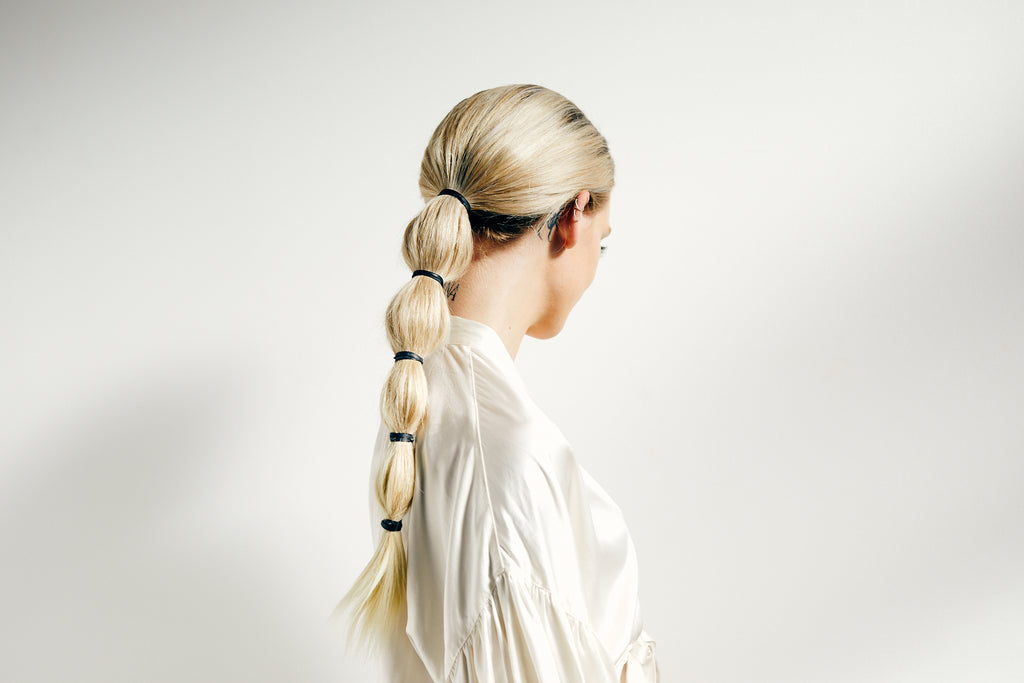 Woman with pony tail styled with eco hair ties