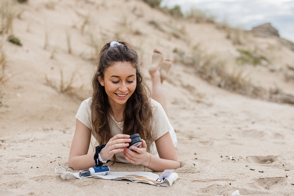 Girl enjoying beautiful post beach hair with Eco Ocean Products