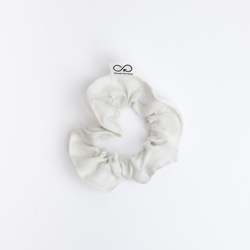 1 White eco cotton scrunchie by Eco Ocean Haircare.