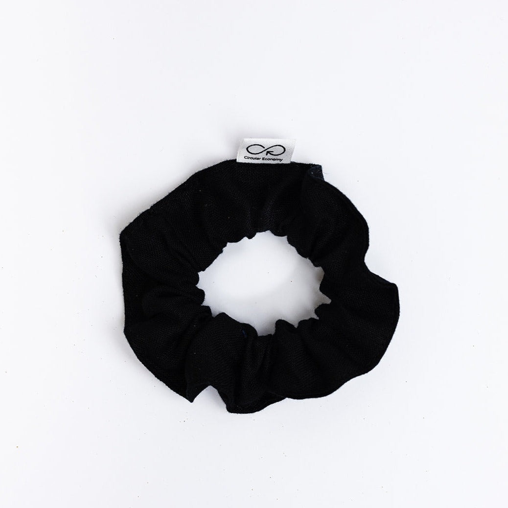 1 Black eco cotton scrunchie by eco ocean haircare.