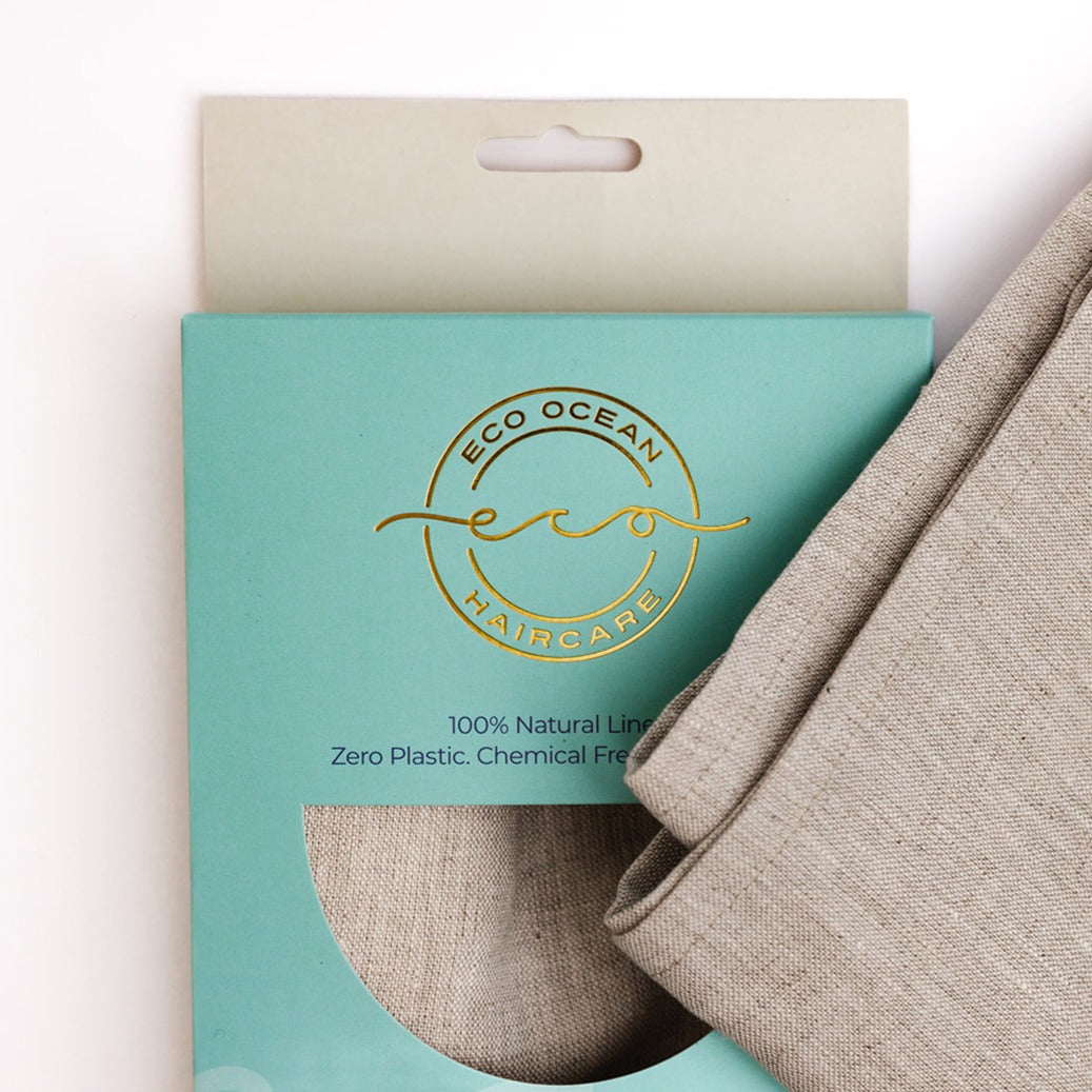 Eco Ocean Haircare 100% linen zero plastic chemical free quick dry hair towel