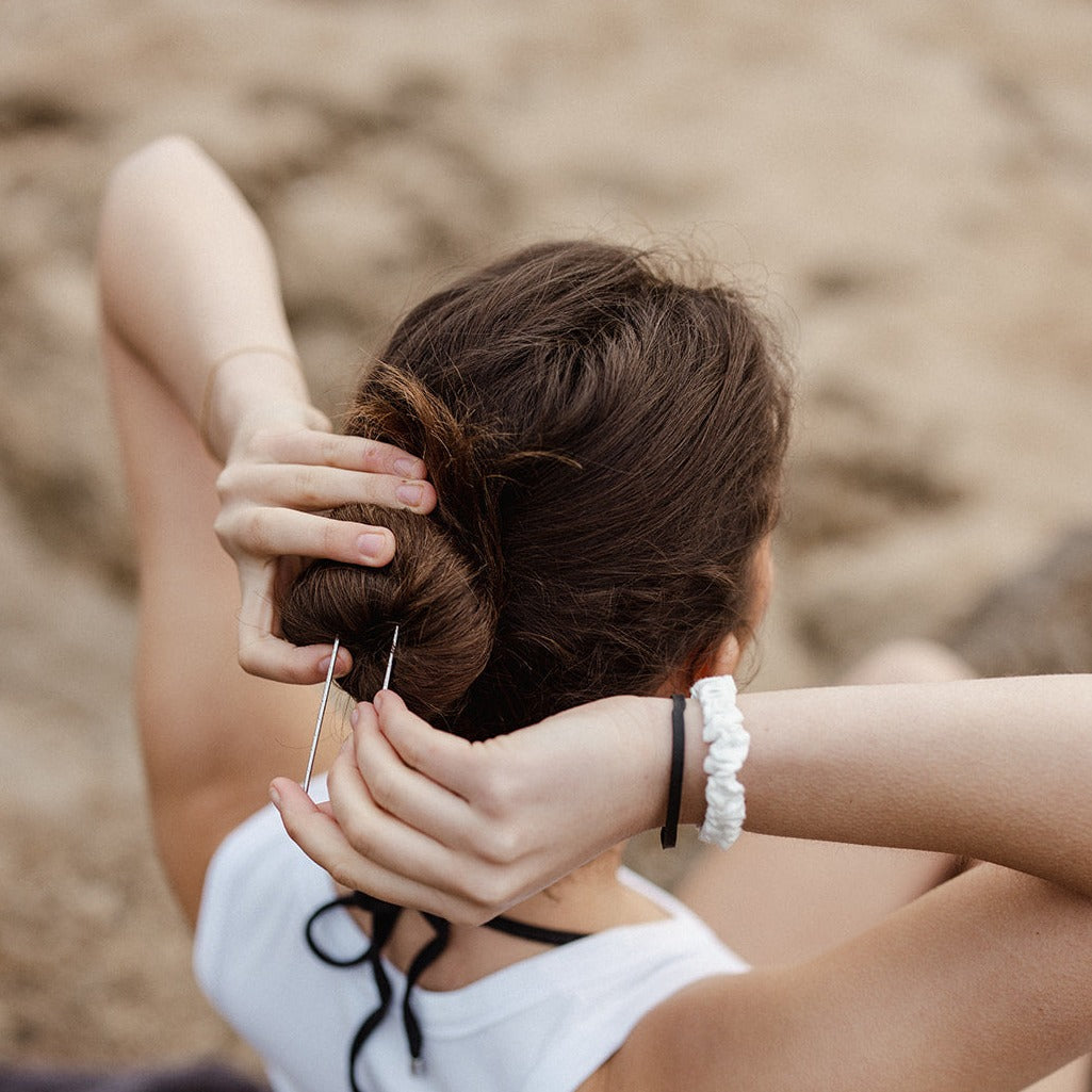 Woman with Eco Ocean Hair Fork in her hair